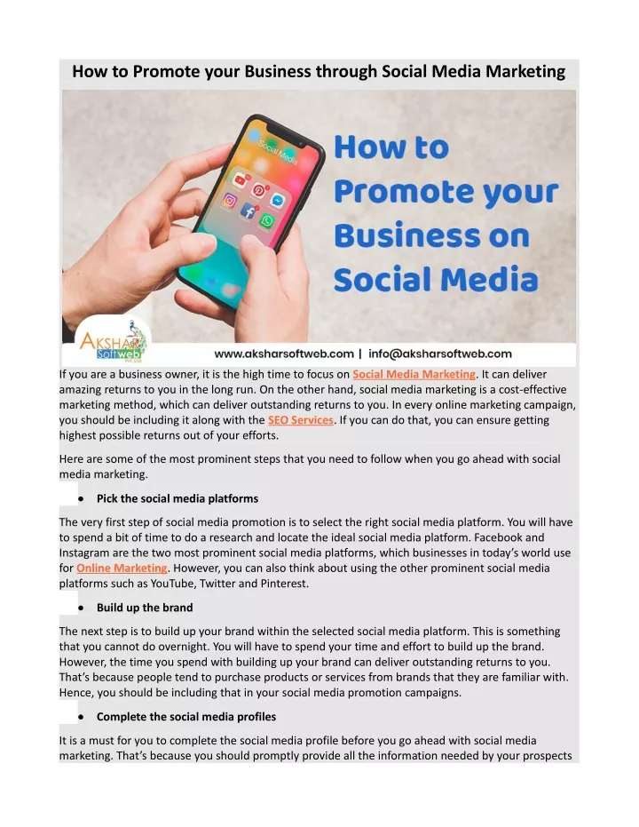 how to promote your business through social media