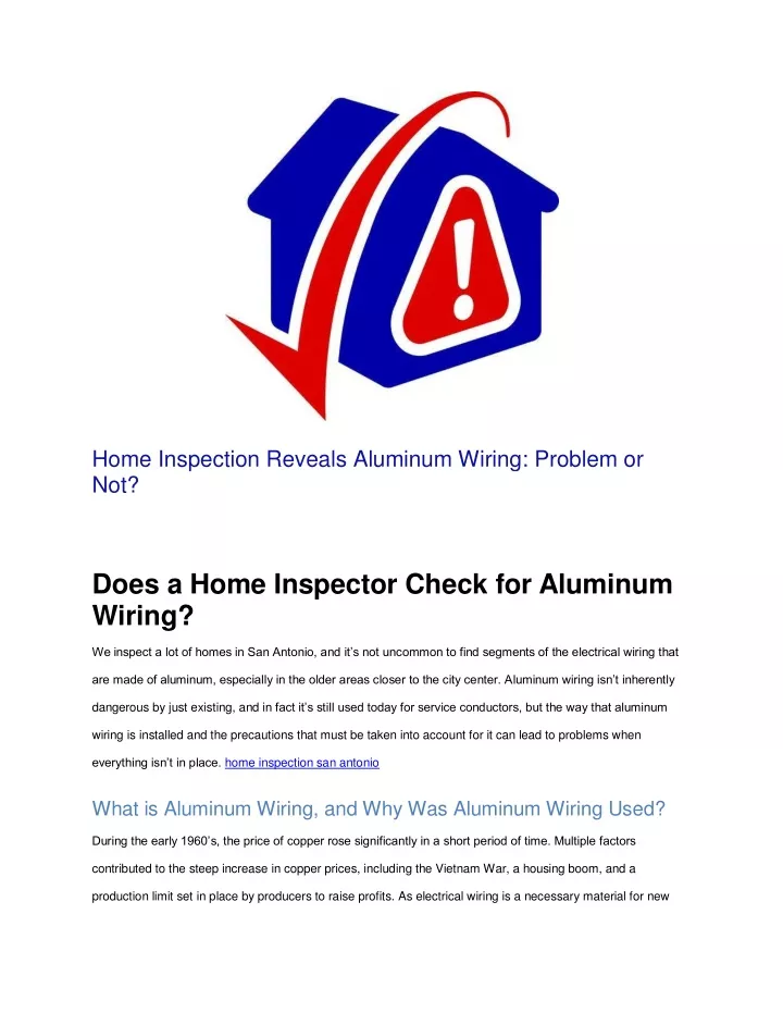 home inspection reveals aluminum wiring problem