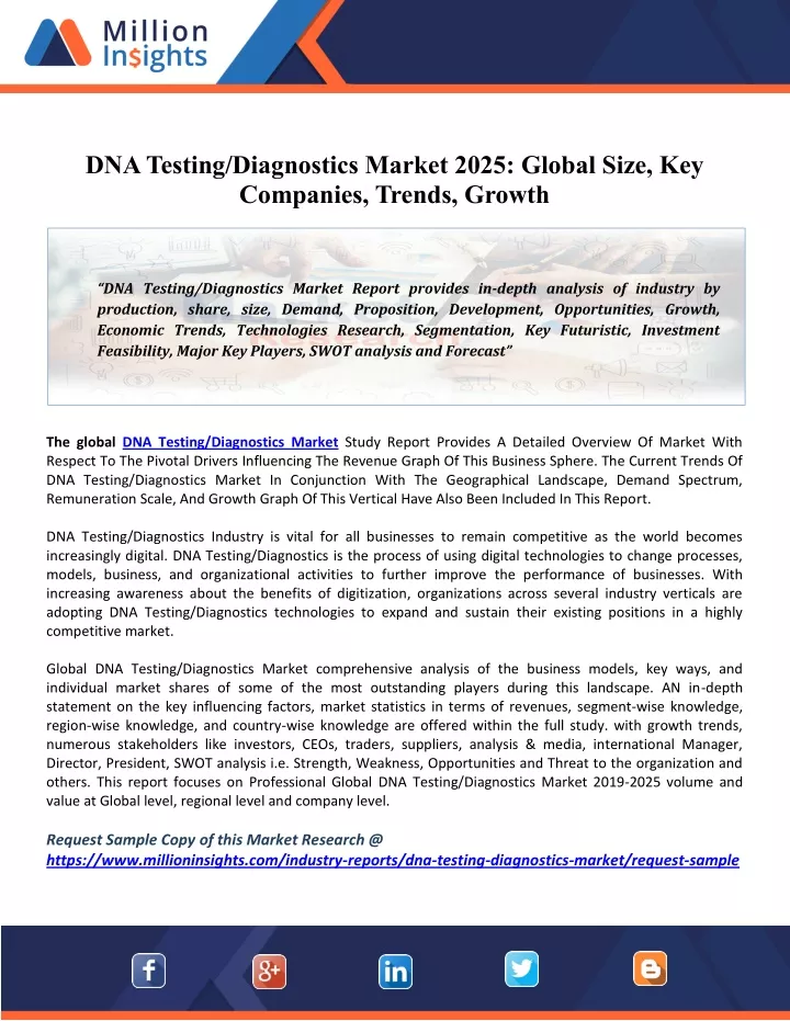 dna testing diagnostics market 2025 global size