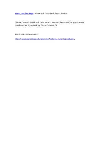 water leak san diego water leak detection repair