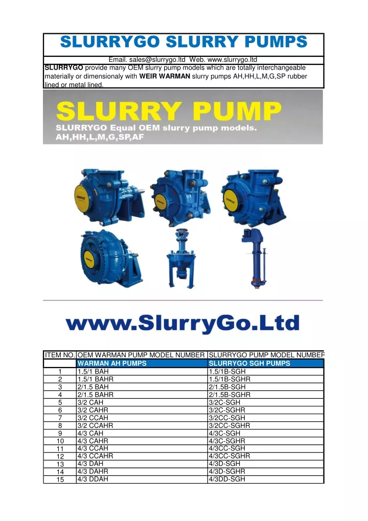 slurrygo slurry pumps email sales@slurrygo