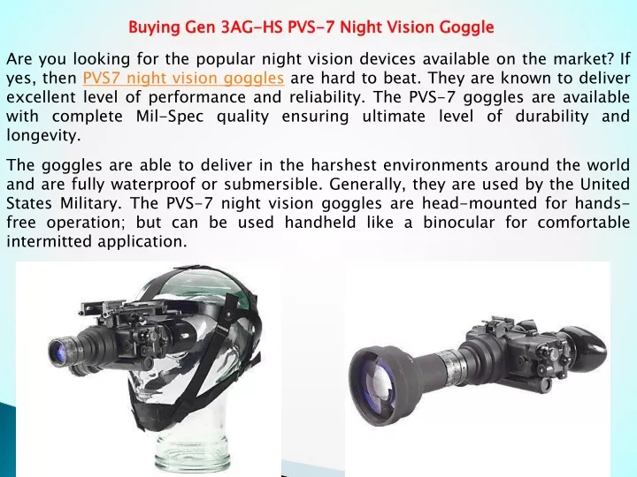 buying gen 3ag hs pvs 7 night vision goggle
