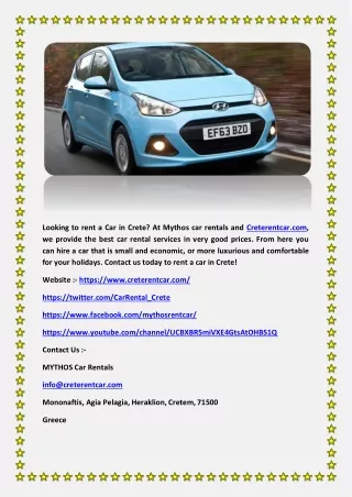looking to rent a car in crete at mythos
