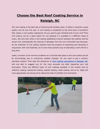 Choose the Best Roof Coating Service in Raleigh, NC