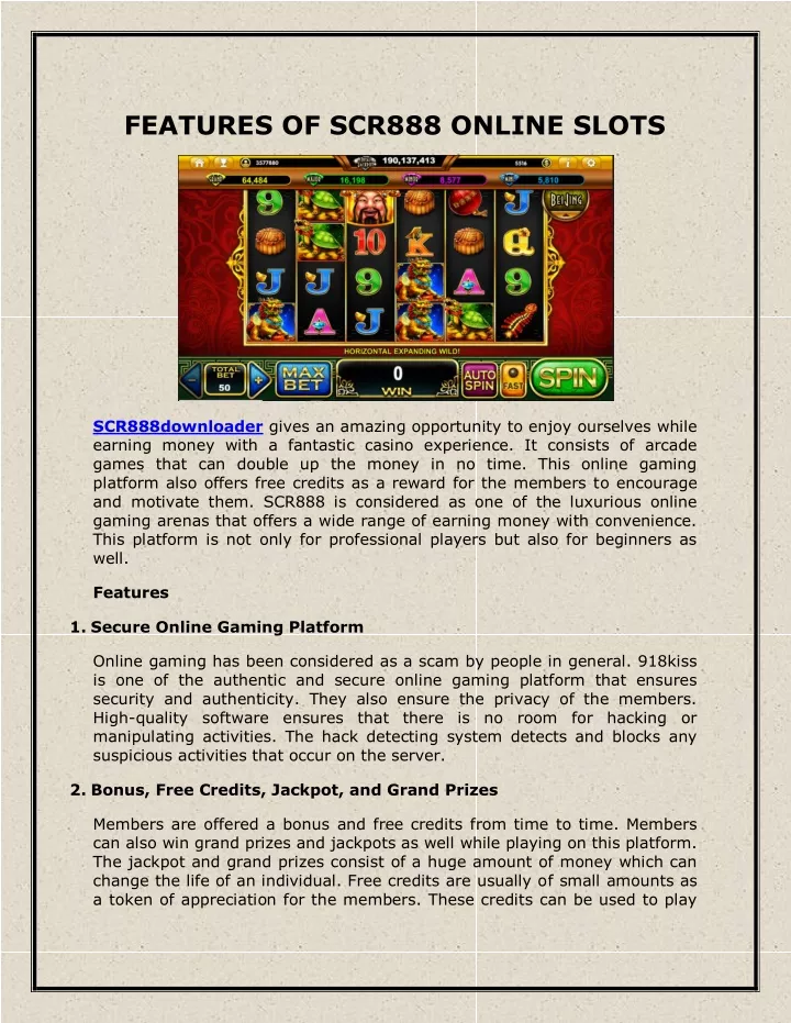 features of scr888 online slots