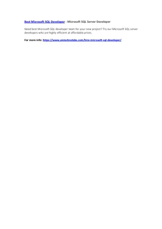best microsoft sql developer microsoft sql server