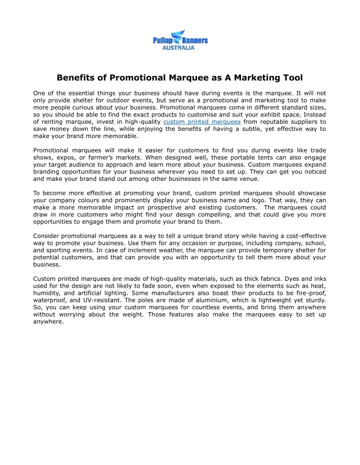 benefits of promotional marquee as a marketing