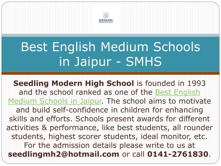 best english medium schools in jaipur smhs