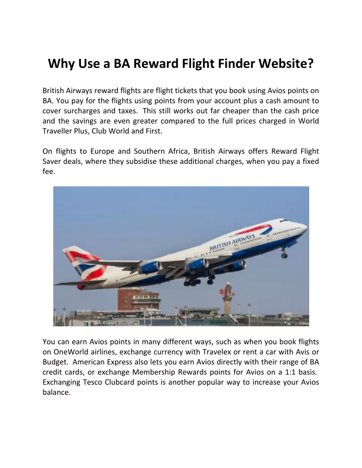 why use a ba reward flight finder website