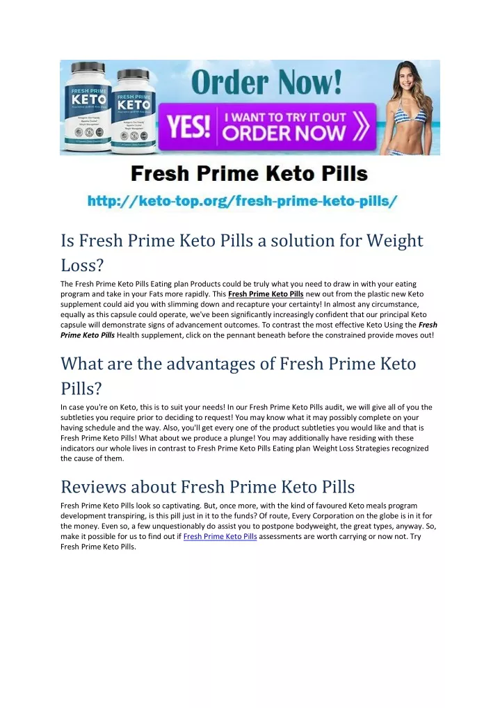 is fresh prime keto pills a solution for weight