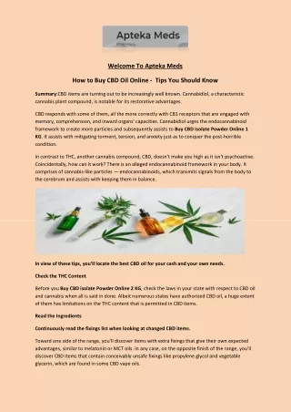 How to Buy CBD Oil Online -  Tips You Should Know