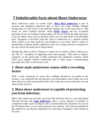 7 Unbelievable Facts about Sheer Underwear