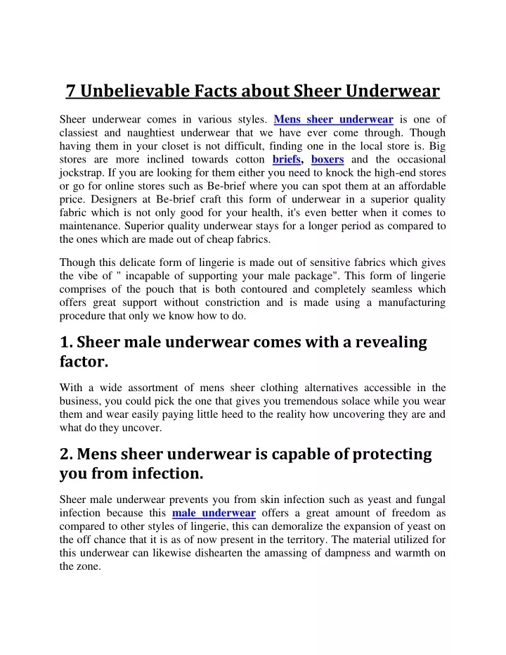 7 unbelievable facts about sheer underwear