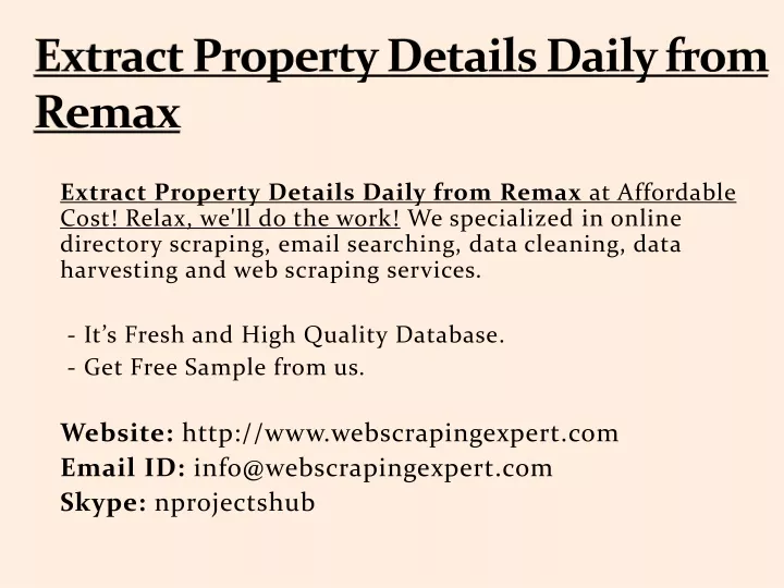 extract property details daily from remax