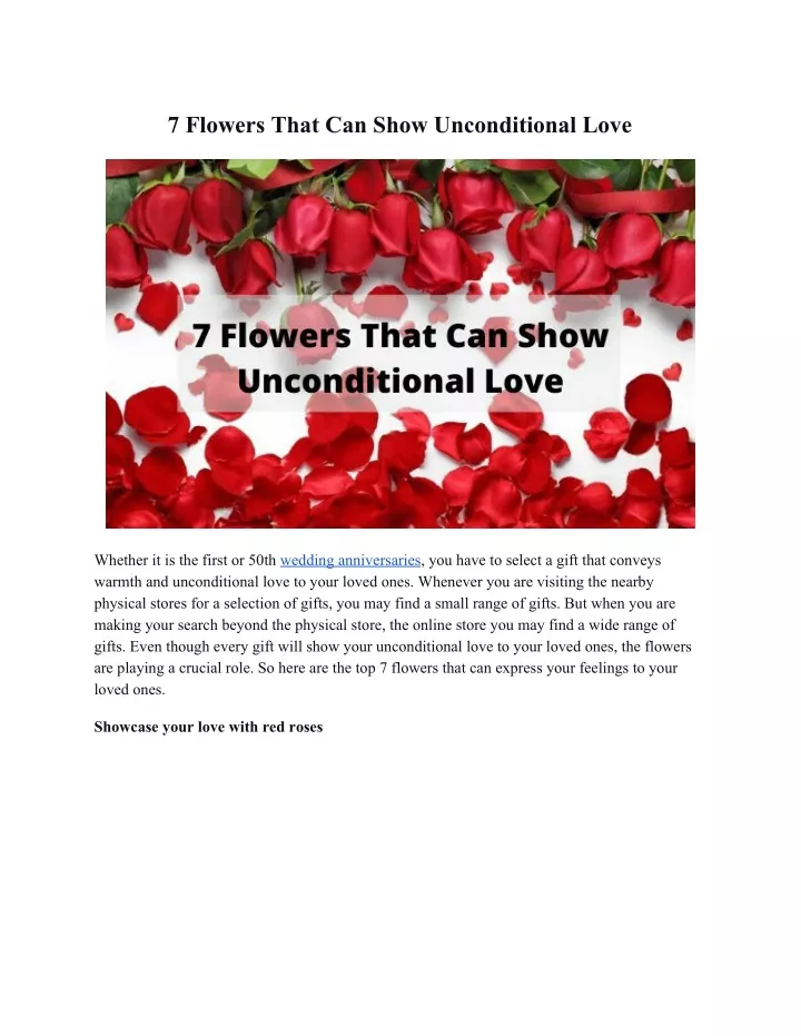 7 flowers that can show unconditional love