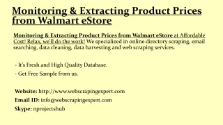 monitoring extracting product prices from walmart estore