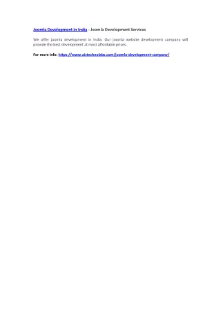 joomla development in india joomla development