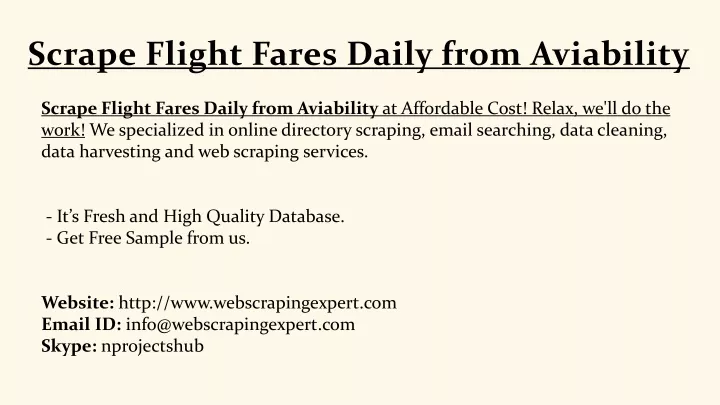 scrape flight fares daily from aviability