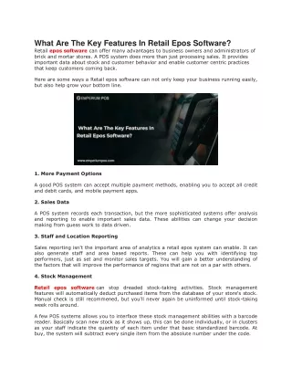 what are the key features in retail epos software