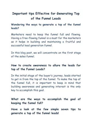 important tips effective for generating