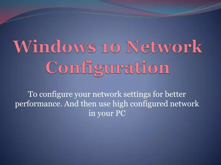 windows 10 network configuration