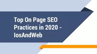 Top On Page SEO Practices in 2020 - IosAndWeb