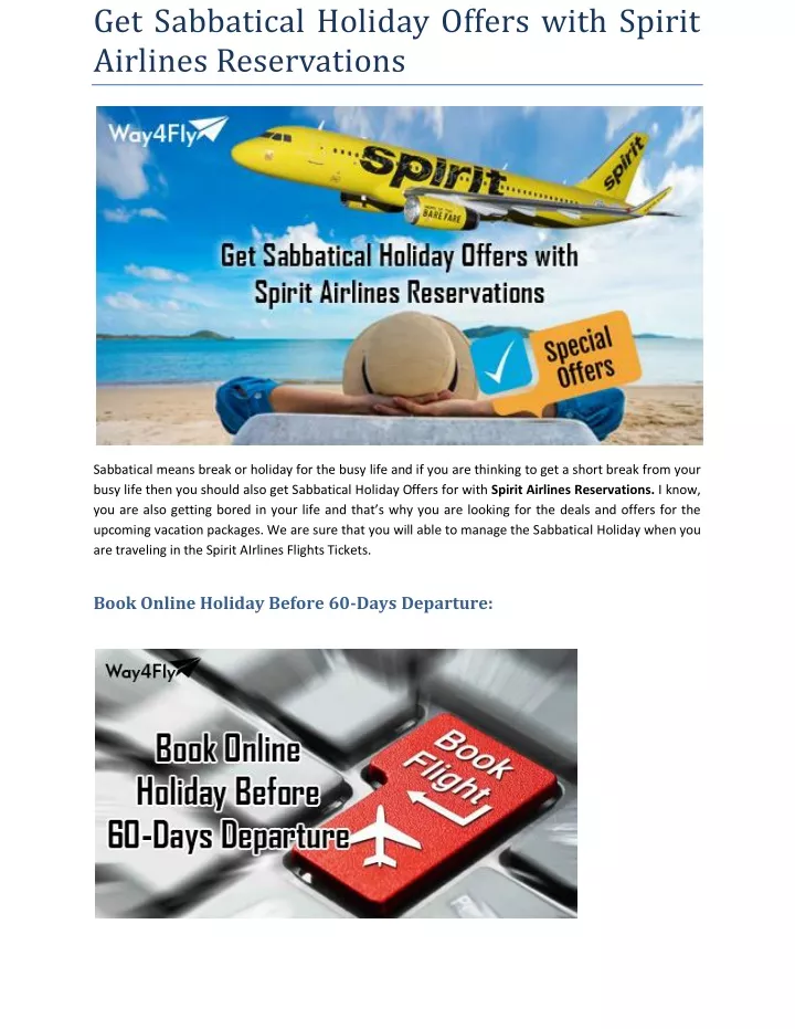 get sabbatical holiday offers with spirit