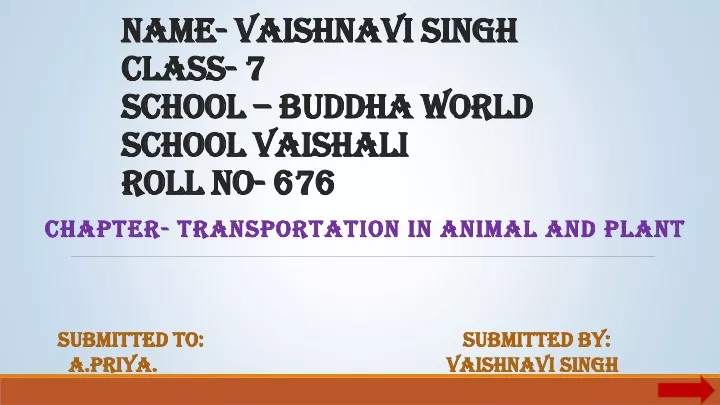 name vaishnavi singh class 7 school buddha world school vaishali roll no 676
