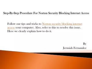 step by step procedure for norton security blocking internet access