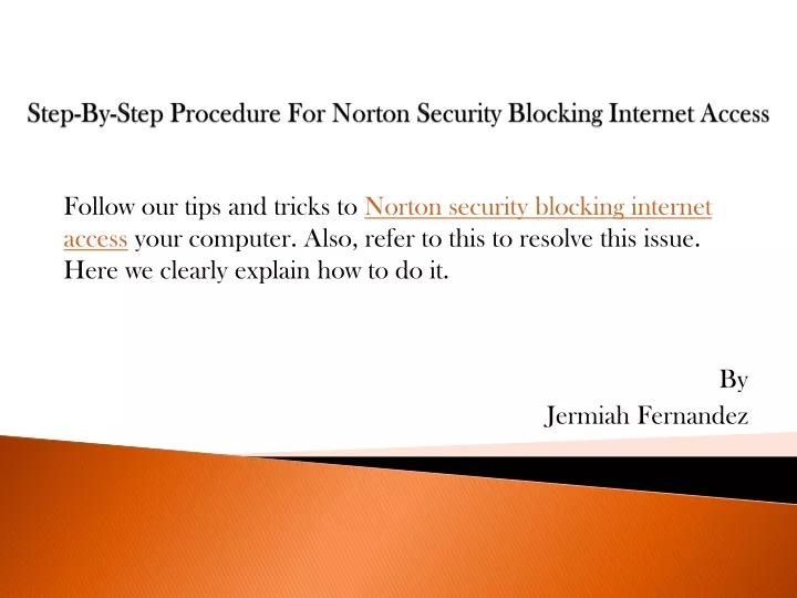 step by step procedure for norton security blocking internet access