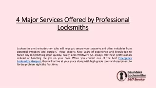 4 Major Services Offered by Professional Locksmiths