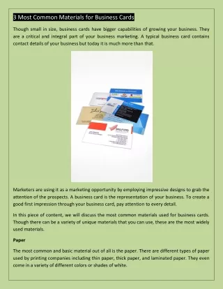 3 most common materials for business cards
