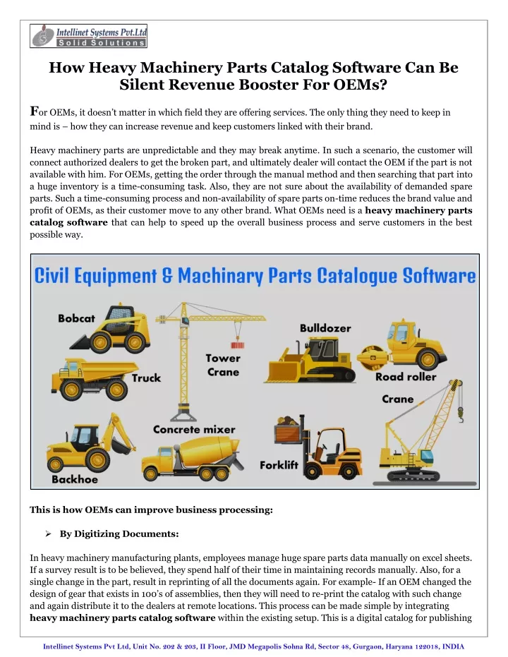 how heavy machinery parts catalog software