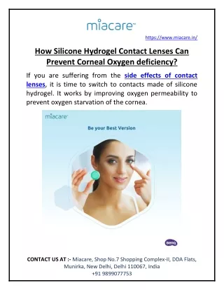 How Silicone Hydrogel Contact Lenses Can Prevent Corneal Oxygen Deficiency?