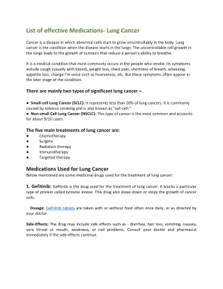 list of effective medications lung cancer cancer