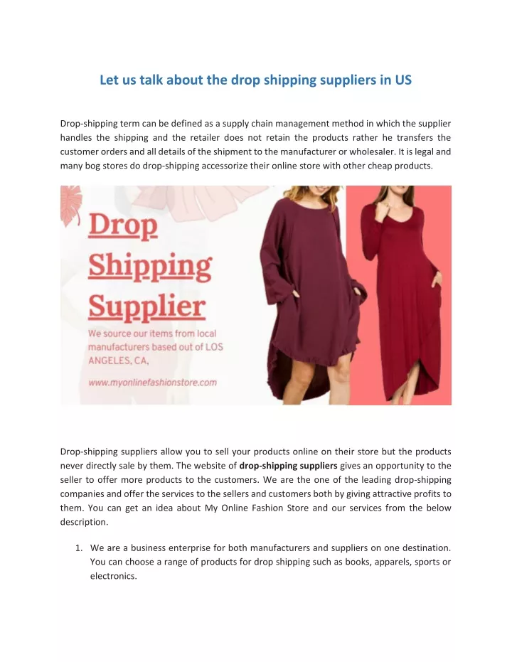 let us talk about the drop shipping suppliers