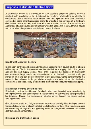 purposes distribution centres serve