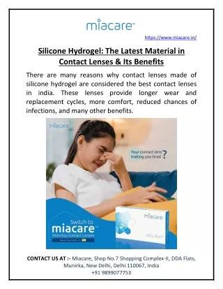 Silicone Hydrogel: The Latest Material in Contact Lenses & Its Benefits