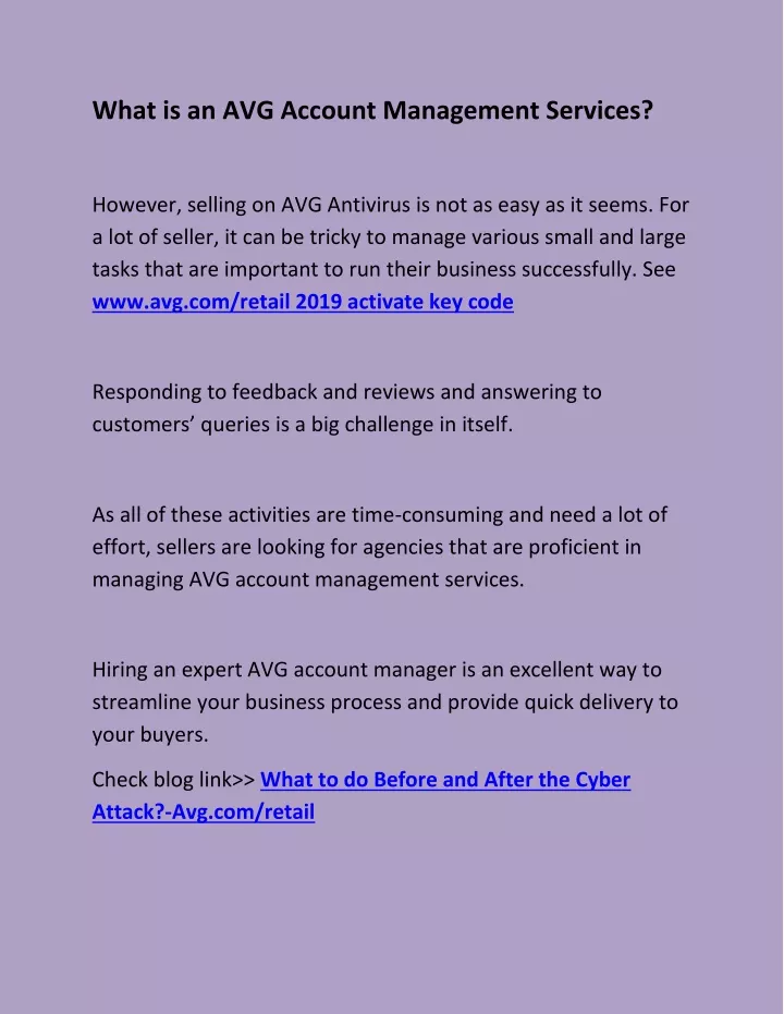 what is an avg account management services