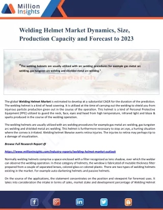 welding helmet market dynamics size production
