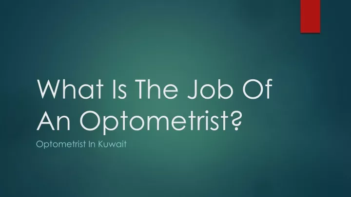 what is the job of an optometrist