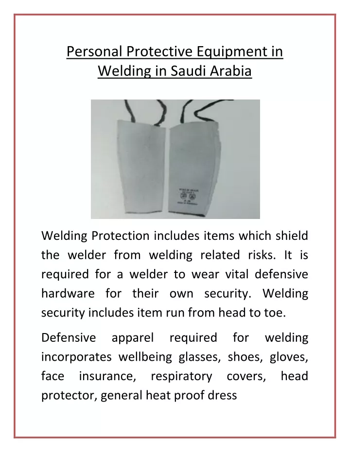 personal protective equipment in welding in saudi