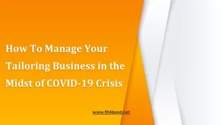 How To Manage Your Tailoring Business in the Midst of COVID-19 Crisis