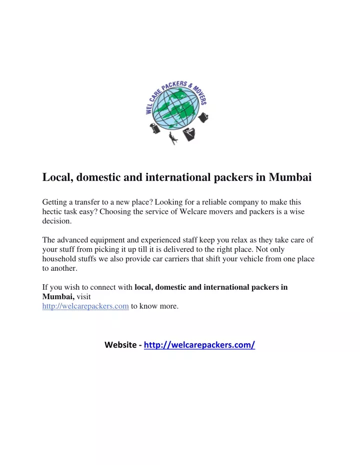 local domestic and international packers