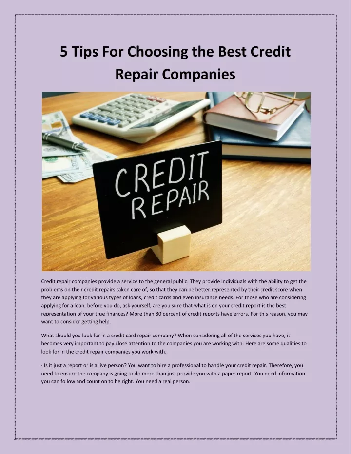 5 tips for choosing the best credit repair