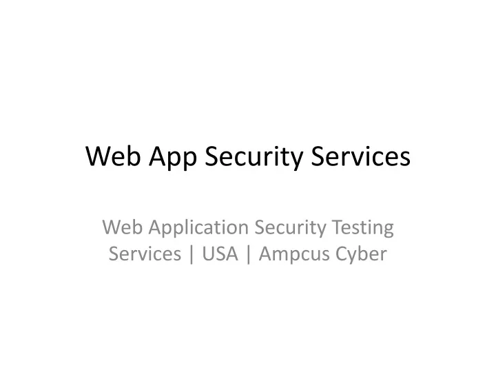 web app security services
