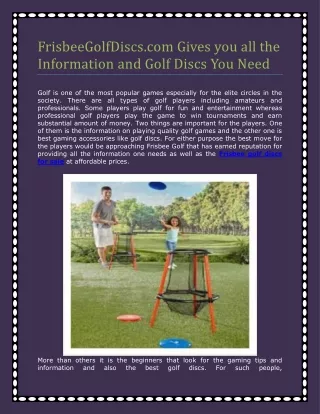 FrisbeeGolfDiscs.com Gives you all the Information and Golf Discs You Need