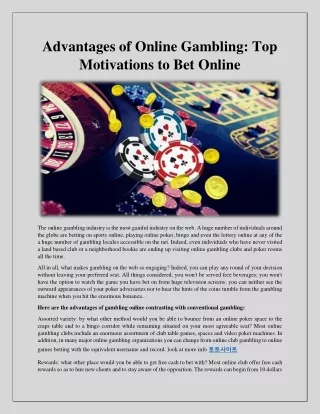 advantages of online gambling top motivations
