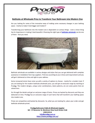 Bathtubs at Wholesale Price to Transform Your Bathroom into Modern One