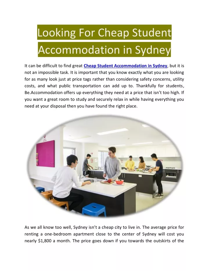 looking for cheap student accommodation in sydney